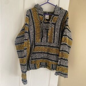 Yellow black and white drug rug hoodie unisex size small